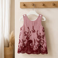 Robe en Coton  rouge / blanc broderie Rouge