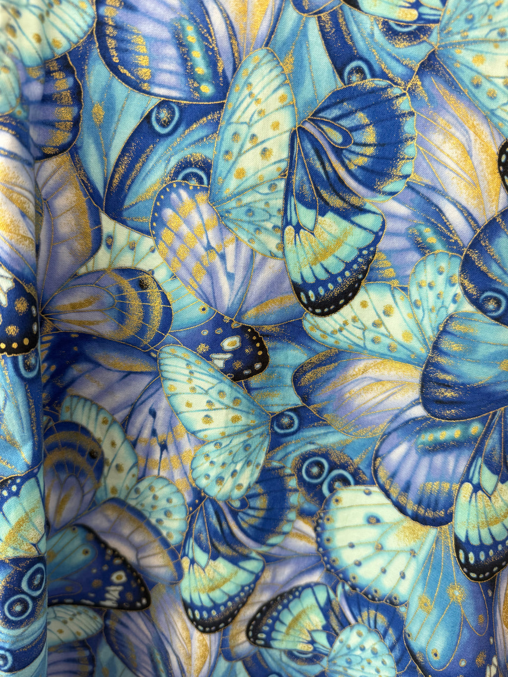 Robe en satin de coton "Papillons Bleu"