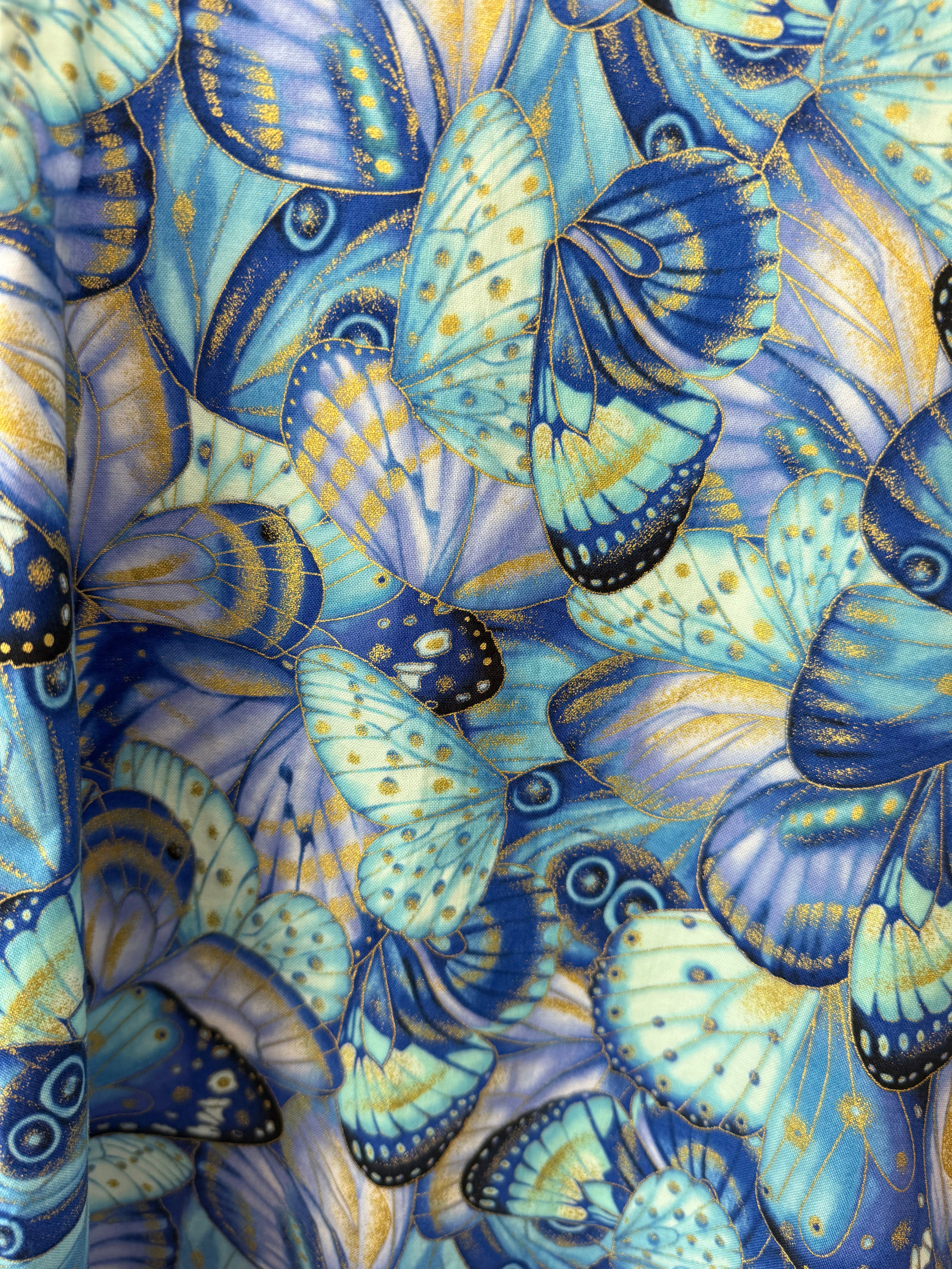 Robe en satin de coton "Papillons Bleu"