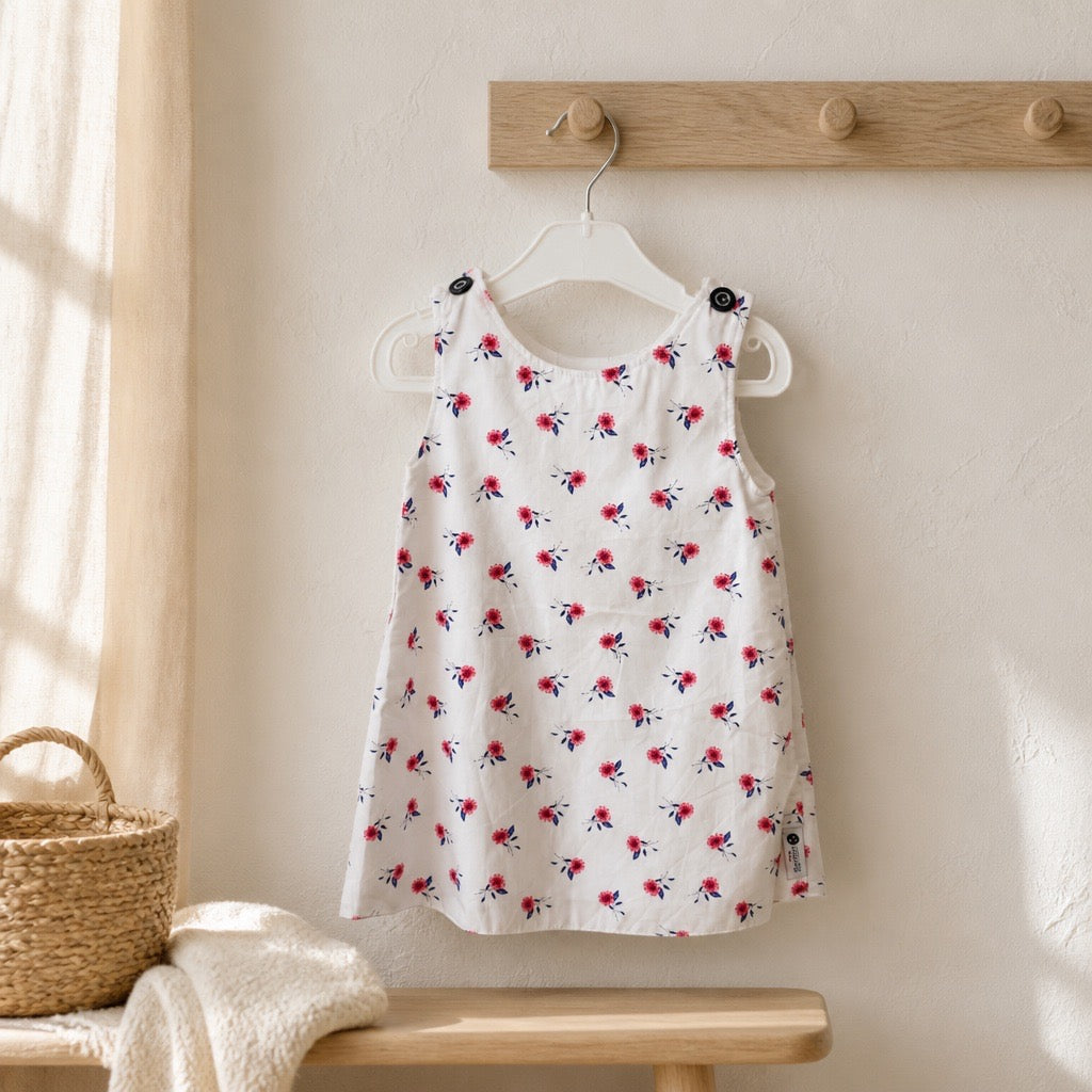 Robe en coton "Fleurs Rose"