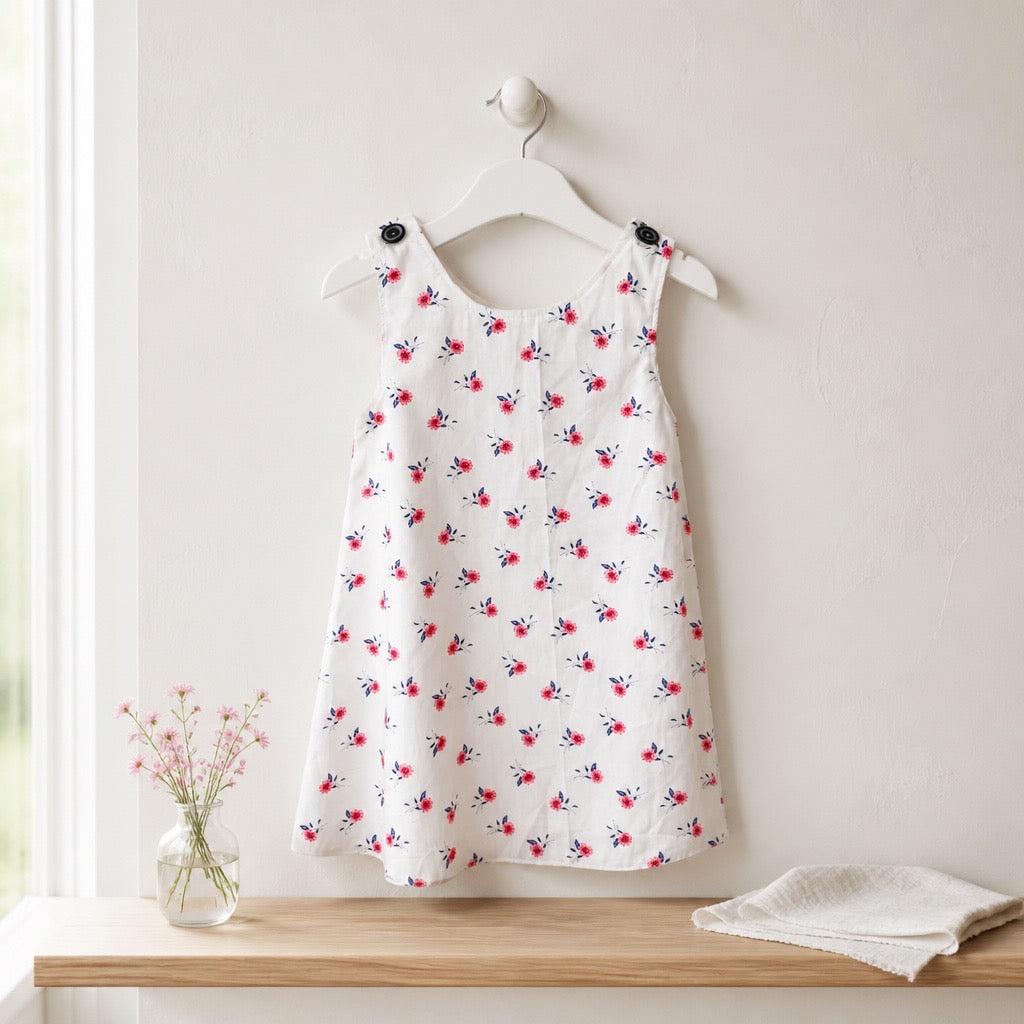 Robe en coton "Fleurs Rose"