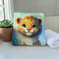 Lingette démaquillante Lion fond bleu