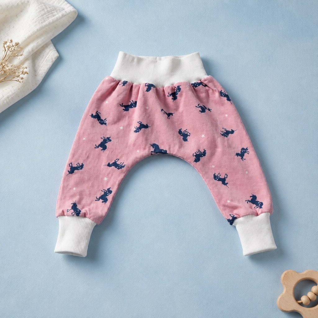 Sarouel Licorne fond rose